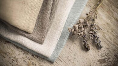 An assortment of eco-friendly linen fabrics for sustainable living
