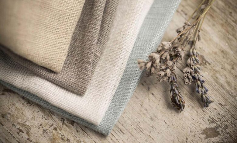 An assortment of eco-friendly linen fabrics for sustainable living