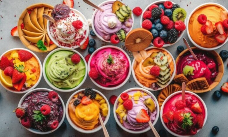 Different options of healthy topping ideas for ice cream flavour