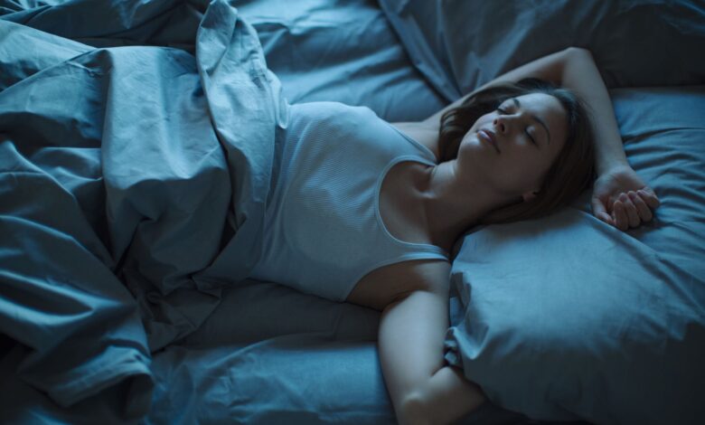 Woman having good night's sleep