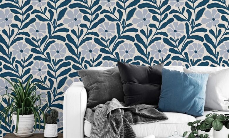 Blue Floral Wallpaper