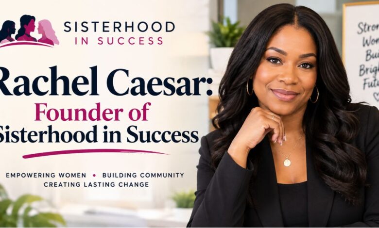 Rachel Caesar, founder of Sisterhood in Success, speaking at a leadership event