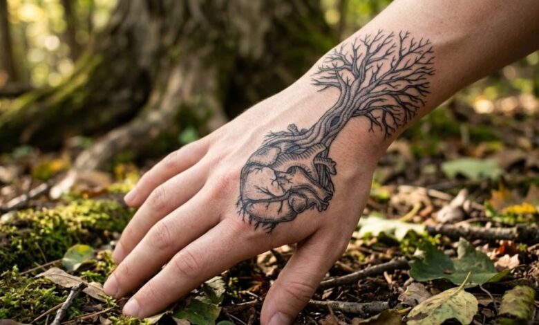 poison tree tattoo meaning design on forearm with dark branches