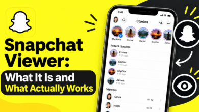 Person using a phone to watch a public Snapchat Story with a safe Snapchat viewer