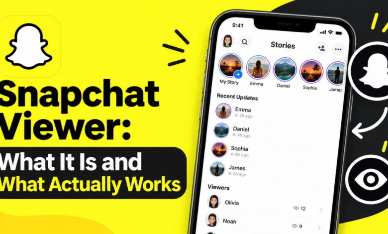 Person using a phone to watch a public Snapchat Story with a safe Snapchat viewer