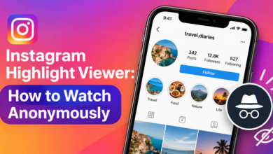 Person using an Instagram highlight viewer on a smartphone to browse a public profile’s saved stories